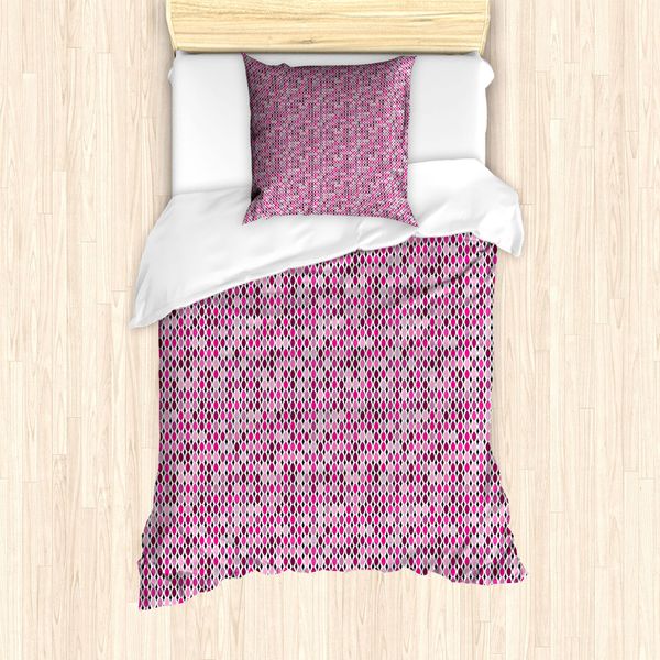 Abakuhaus Set Copripiumino Astratto Per Letti Singoli, Motivo Ovale Collegato, Antiacaro, Adatto A Chi Soffre Di Allergie, Con Federa, 135 Cm X 200 Cm - 80 X 80 Cm, Rosa Magenta-image