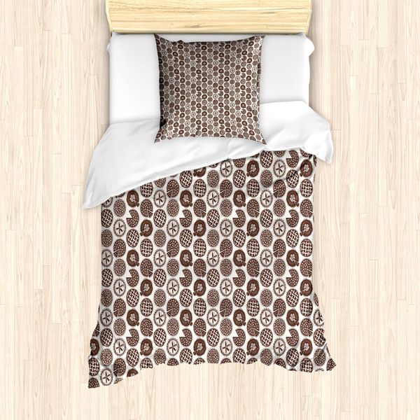 Abakuhaus Set Copripiumino Per Letto Singolo, Vintage Monochrome Pie-TöRtchen, Antiacaro E Anallergico Con Federa, 135 Cm X 200 Cm - 80 X 80 Cm, Cocco E Marrone-image