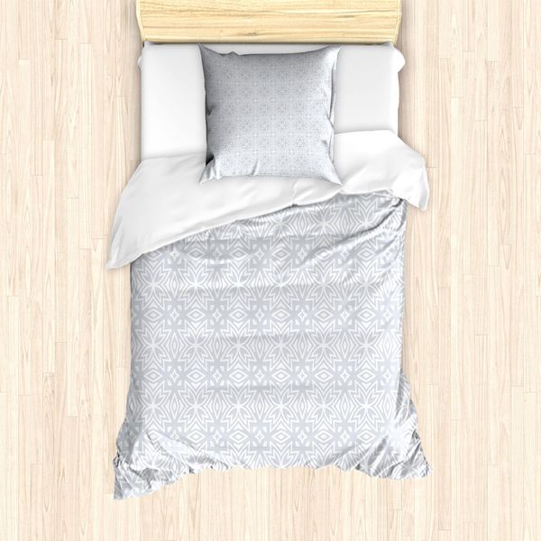Abakuhaus Set Copripiumino Celtico Per Letti Singoli, Motivo Floreale Celtico, Antiacaro, Adatto A Chi Soffre Di Allergie, Con Federa, 135 Cm X 200 Cm - 80 X 80 Cm, Grigio Bianco-image