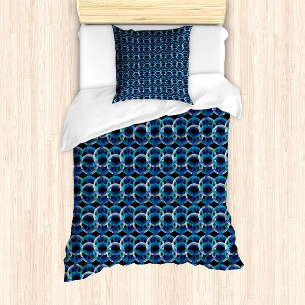 Abakuhaus Set Copripiumino Geometrico Per Letti Singoli, Pois Intrecciati, Antiacaro, Adatto A Chi Soffre Di Allergie, Con Federa, 135 Cm X 200 Cm - 80 X 80 Cm, Multicolore-image