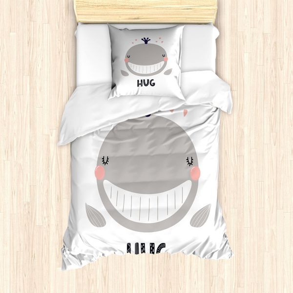 Abakuhaus Set Copripiumino Per Letto Singolo, Scritta FröHlich Wal Hug, Antiacaro, Adatto A Chi Soffre Di Allergie, Con Federa, 135 Cm X 200 Cm - 80 X 80 Cm, Taupe Blush-image