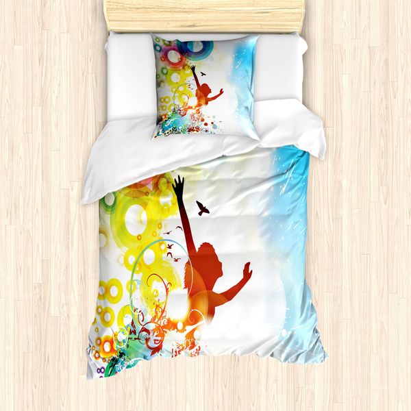 Abakuhaus Set Copripiumino Per Letti Singoli, Donne Astratte, Antiacaro, Adatto A Chi Soffre Di Allergie, Con Federa, 135 Cm X 200 Cm - 80 X 80 Cm, Multicolore-image