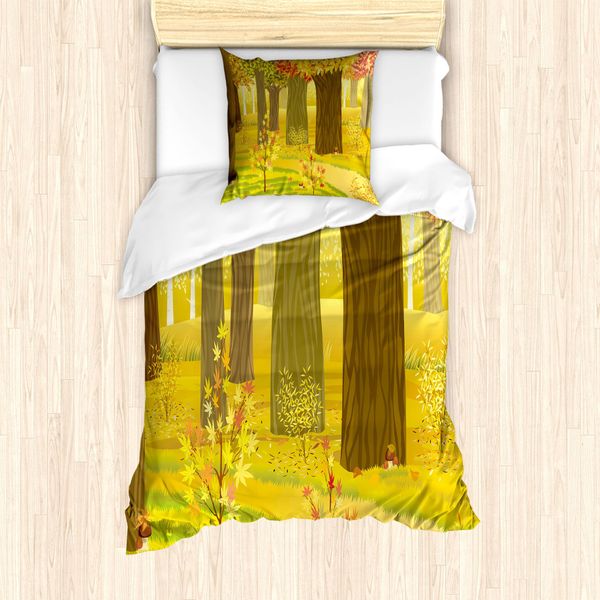 Abakuhaus Set Copripiumino Per Letti Singoli, Fantasia - Foresta Da Sogno, Antiacaro, Adatto A Chi Soffre Di Allergie, Con Federa, 135 Cm X 200 Cm - 80 X 80 Cm, Multicolore-image