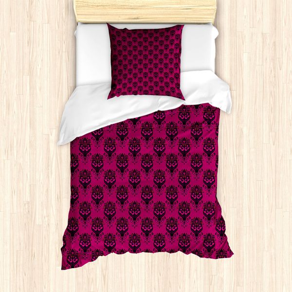 Set Copripiumino In Damasco Abakuhaus Per Letti Singoli, Motivo Floreale Astratto, Antiacaro, Adatto A Chi Soffre Di Allergie, Con Federa, 135 Cm X 200 Cm - 80 X 80 Cm, Magenta Scuro Viola Scuro-image