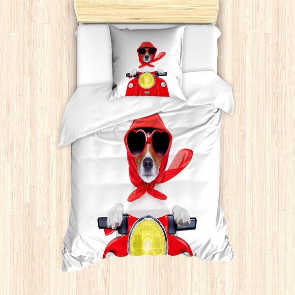 Abakuhaus Set Copripiumino Per Letti Singoli Dog-Treiber, Canine Con Fodera, Antiacaro, Adatto A Chi Soffre Di Allergie, Con Federa, 135 Cm X 200 Cm - 80 X 80 Cm, Multicolore-image