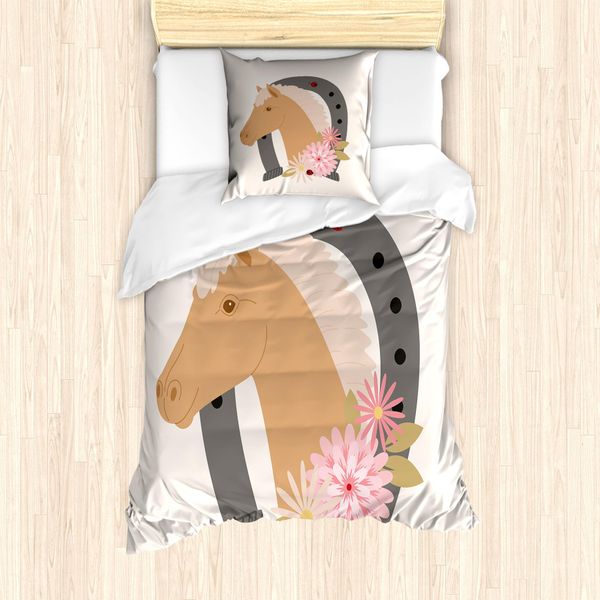 Abakuhaus Set Copripiumino Per Letto Singolo, Composizione Blumenland, Antiacaro, Adatto A Chi Soffre Di Allergie, Con Federa, 135 Cm X 200 Cm - 80 X 80 Cm, Champagne E Multicolore-image