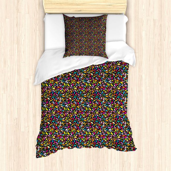 Abakuhaus Set Copripiumino Colorato Per Letti Singoli, Petali Di Fiori Astratti, Antiacaro, Adatto A Chi Soffre Di Allergie, Con Federa, 135 Cm X 200 Cm - 80 X 80 Cm, Multicolore-image