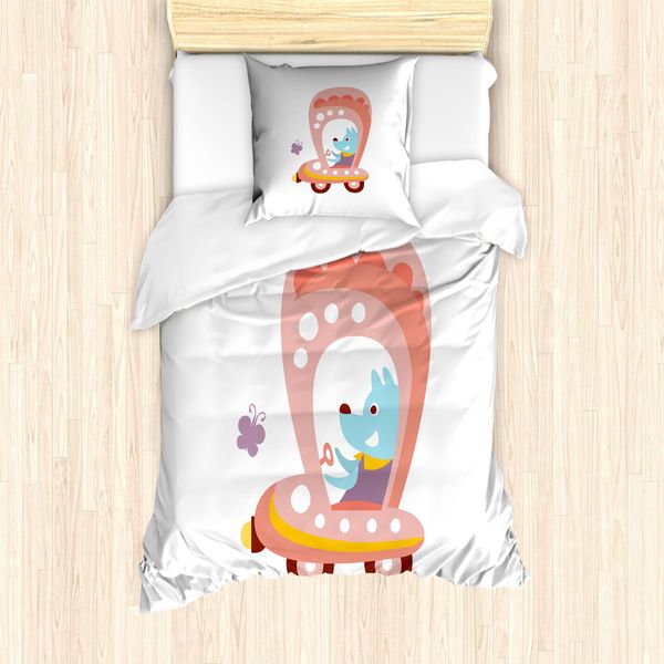 Abakuhaus Set Copripiumino Per Letto Singolo, Con Motivo Cartoon Cucciolo D'auto, Antiacaro, Adatto A Chi Soffre Di Allergie, Con Federa, 135 Cm X 200 Cm - 80 X 80 Cm, Multicolore-image