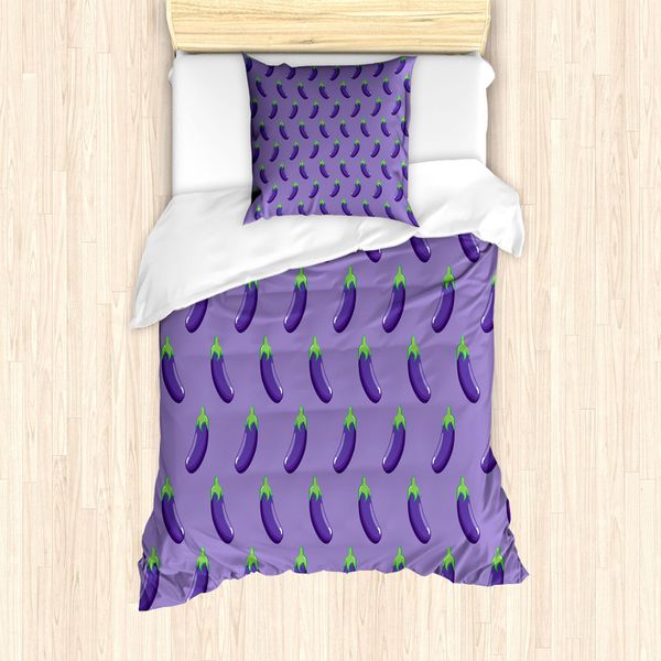 Abakuhaus Set Copripiumino Per Letto Singolo, Alimentazione Vegana Sana, Antiacaro, Adatto A Chi Soffre Di Allergie, Con Federa, 135 Cm X 200 Cm - 80 X 80 Cm, Viola-image