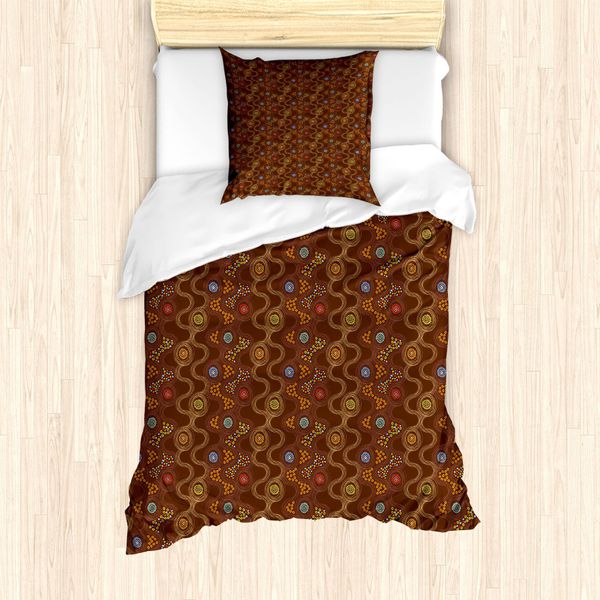 Abakuhaus Set Copripiumino Astratto Per Letti Singoli, Linee Curve Doodle, Antiacaro, Adatto A Chi Soffre Di Allergie, Con Federa, 135 Cm X 200 Cm - 80 X 80 Cm, Multicolore-image
