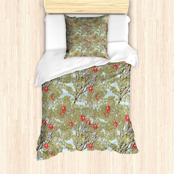 Abakuhaus Set Copripiumino Per Letto Singolo, Motivi Floreali Rococò, Antiacaro E Anallergico, Con Federa, 135 Cm X 200 Cm - 80 X 80 Cm, Azzurro Multicolore-image