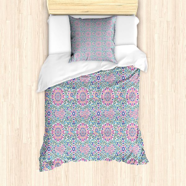 Abakuhaus Set Copripiumino Etnico Per Letti Singoli, Eastern Mandala, Antiacaro, Adatto A Chi Soffre Di Allergie, Con Federa, 135 Cm X 200 Cm - 80 X 80 Cm, Multicolore-image
