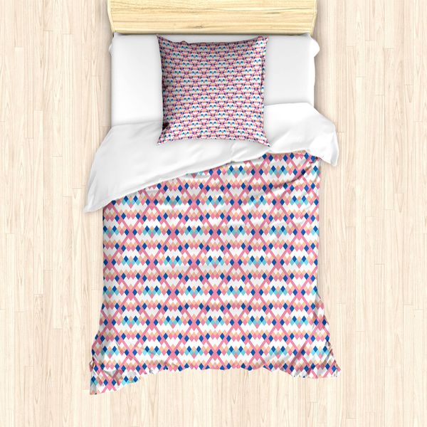 Abakuhaus Set Copripiumino Geometrico Per Letti Singoli, Squares Colori-Scatole, Antiacaro Adatto A Chi Soffre Di Allergie Con Federa, 135 Cm X 200 Cm - 80 X 80 Cm, Multicolore-image