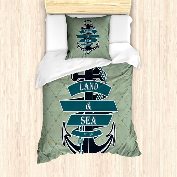 Abakuhaus Set Copripiumino Per Letti Singoli, Motivo A Rombi Acqua, Antiacaro Adatto A Chi Soffre Di Allergie Con Federa, 135 Cm X 200 Cm - 80 X 80 Cm, Verde Acqua Chiaro-image