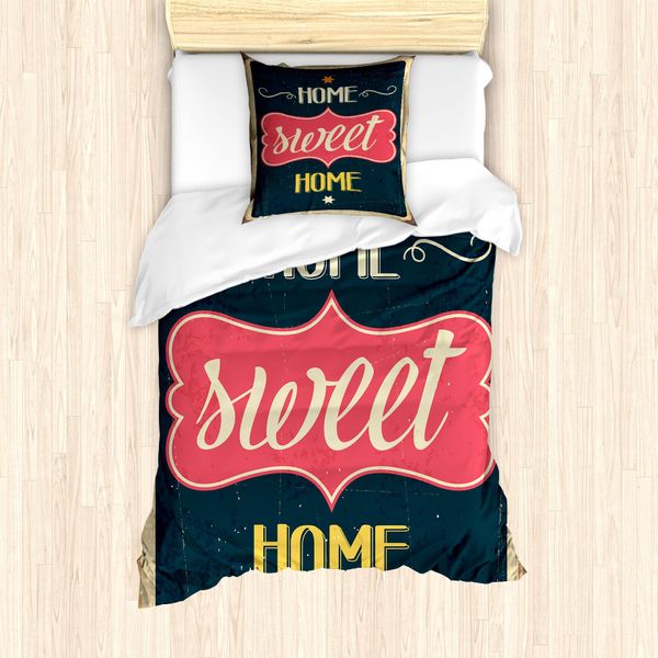 Abakuhaus Set Copripiumino Per Letto Singolo, Scritte Grunge, Antiacaro, Adatto A Chi Soffre Di Allergie, Con Federa, 135 Cm X 200 Cm - 80 X 80 Cm, Multicolore-image