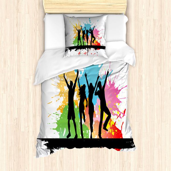 Set Copripiumino Abakuhaus Per Letti Singoli, Colori Vivaci, Antiacaro, Adatto A Chi Soffre Di Allergie, Con Federa, 135 Cm X 200 Cm - 80 X 80 Cm, Multicolore-image