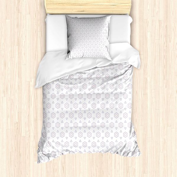 Abakuhaus Set Copripiumino Geometrico Per Letti Singoli, Concentric Hexagons, Antiacaro, Adatto A Chi Soffre Di Allergie, Con Federa, 135 Cm X 200 Cm - 80 X 80 Cm, Pale Lila-image