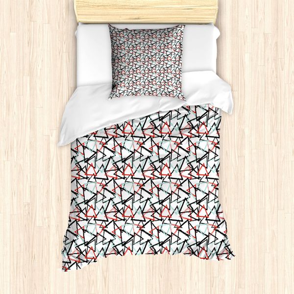 Abakuhaus Set Copripiumino Grunge Per Letti Singoli, Motivo Astratto Retrò, Antiacaro, Adatto A Chi Soffre Di Allergie, Con Federa, 135 Cm X 200 Cm - 80 X 80 Cm, Verde Menta Vermiglio-image