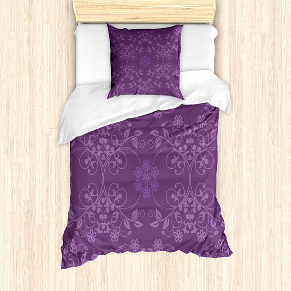 Abakuhaus Set Copripiumino Per Letto Singolo, Motivo Ornamentale, Antiacaro, Adatto A Chi Soffre Di Allergie, Con Federa, 135 Cm X 200 Cm - 80 X 80 Cm, Viola-image