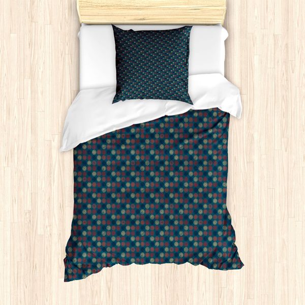Abakuhaus Set Copripiumino Geometrico Per Letti Singoli, Cerchi E Stelle, Antiacaro, Adatto A Chi Soffre Di Allergie, Con Federa, 135 Cm X 200 Cm - 80 X 80 Cm, Multicolore-image