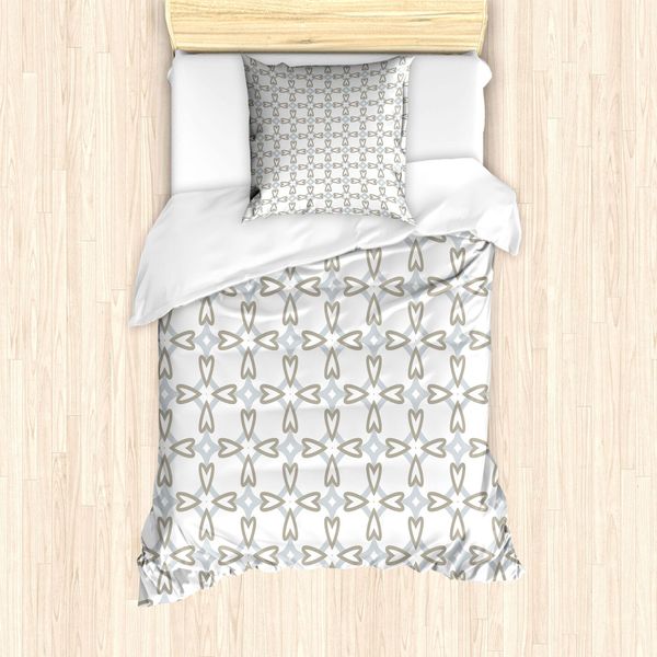 Abakuhaus Set Copripiumino Romantico Per Letti Singoli, Cuori E Strisce Blu, Antiacaro E Anallergico, Con Federa, 135 Cm X 200 Cm - 80 X 80 Cm, Multicolore-image
