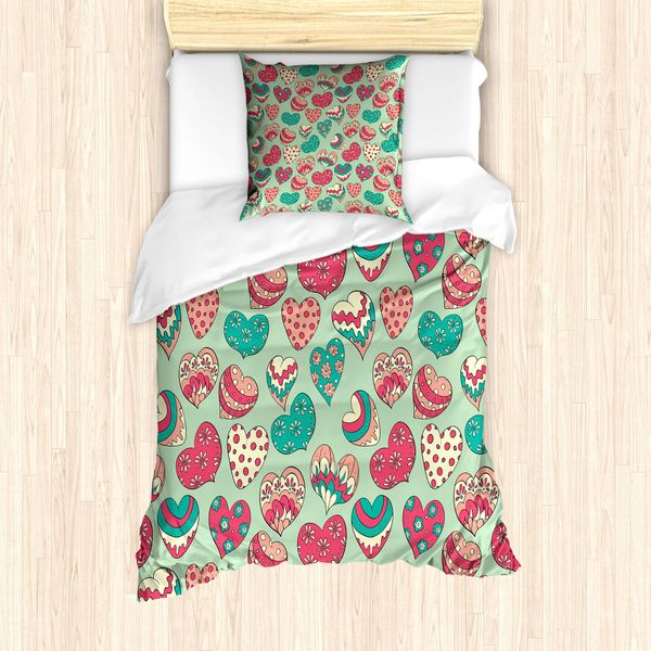 Abakuhaus Set Copripiumino Per Letti Singoli, Amore Colorato Prost, Antiacaro Adatto A Chi Soffre Di Allergie Con Federa, 135 Cm X 200 Cm - 80 X 80 Cm, Multicolore-image