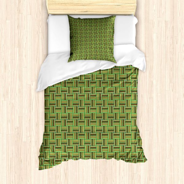 Abakuhaus Set Copripiumino Etnico Per Letti Singoli, Motivo A Righe, Antiacaro, Adatto A Chi Soffre Di Allergie, Con Federa, 135 Cm X 200 Cm - 80 X 80 Cm, Multicolore-image