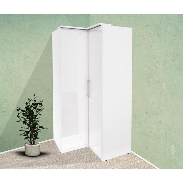 Armadio Angolare "Optima"" 109 Cm Bianco Lucido A 2 Ante"-image