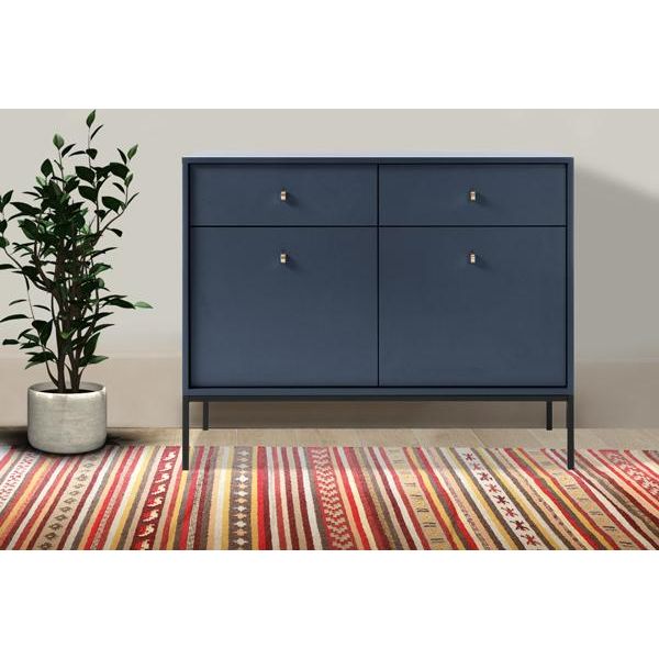 Cassettiera Credenza 103,5 Cm Blu Navy 2 Ante Con Cassetti 77133743-image
