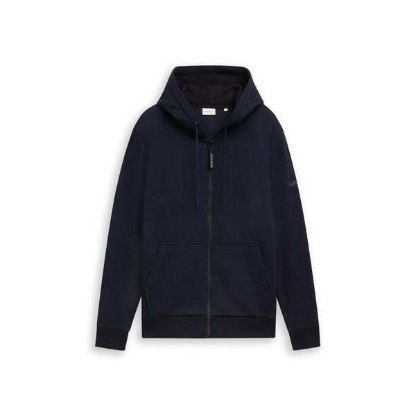 Tom Tailor Herren Basic Hoodie Sweatjacke, Blau, Uni, Gr. S-image