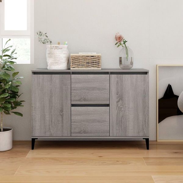 The Living Store Credenza Grigio Sonoma 104X35X70 Cm Materiale Legno-image