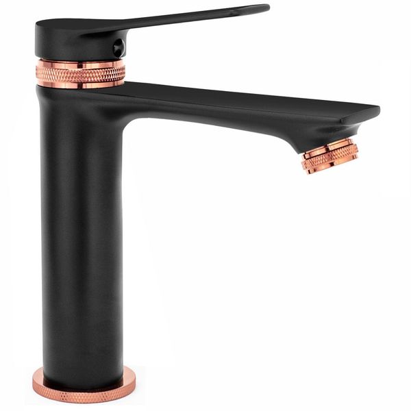 Rubinetto Da Lavabo Rea Viral Black Rose Gold Low-image
