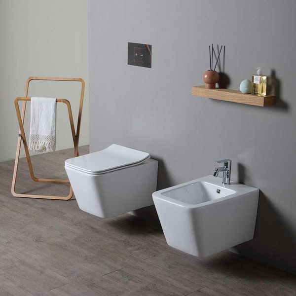 Coppia Di Sanitari Sospesi In Ceramica Rimless | Rock-image