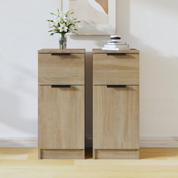 The Living Store Credenze 2 Pezzi Rovere Sonoma 30X30X70 Cm Materiale A Base Di Legno-image