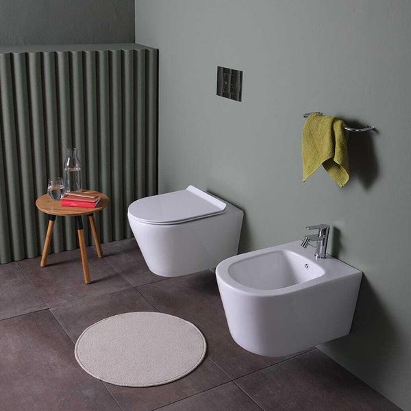 Coppia Di Sanitari Sospesi In Ceramica Filomuro | Blues-image