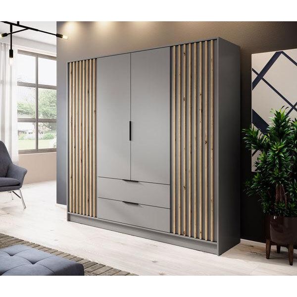 Armadio "Nelly"" Ad Ante Battenti Grigio Rovere Artisan Larghezza 206Cm"-image