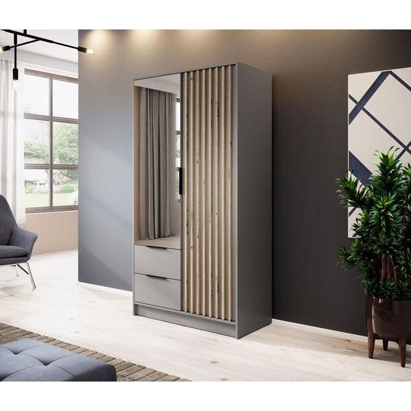 Armadio "Nelly"" Ad Ante Battenti Grigio Rovere Artisan Larghezza 105 Cm"-image