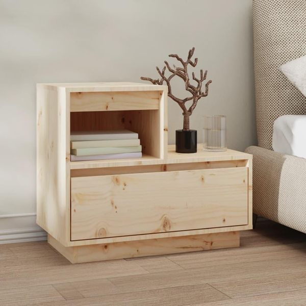 The Living Store Comodino 60X34X51 Cm In Legno Di Pino Massiccio-image
