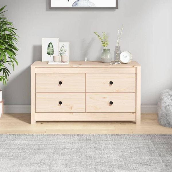 The Living Store Mobile Laterale 100X40X54 Cm In Legno Di Pino Massiccio-image
