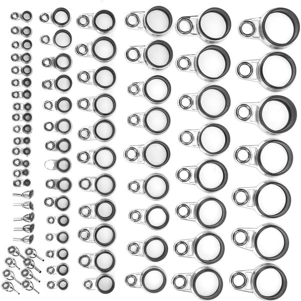 Kit Di Guide Per Canne Da Surf Telescopiche, Anello Di Guide Per Canne Da Pesca In Acciaio Inossidabile, Anello Di Punta Superiore Delle Guide Per Canne Da Pesca, Anello Ceramico Di Guida Per Canne Da Pesca, Parte Di Riparazione Della Costruzione Di Canne Da Pesca, Cima Di Guida Della Linea Dell'occhio Della Canna Da Pesca-image