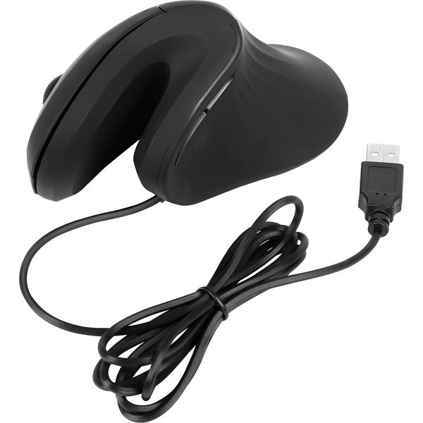 Mouse Verticale A Filo, Per Ufficio E Gioco/Design Ergonomico/3 Livelli Dpi (800-1200-1600Dpi)/Motore Ottico/Usb Plug-And-Play, Nero-image