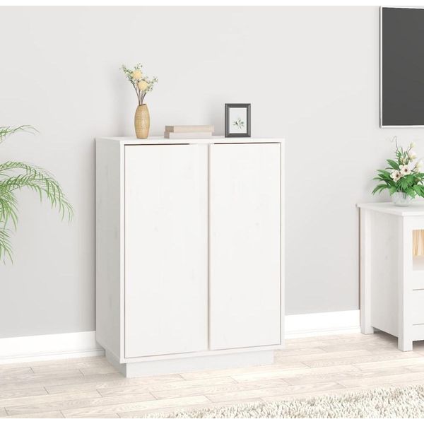 Maison Exclusive - Credenza Bianca 60X35X80 Cm In Legno Massello Di Pino-image