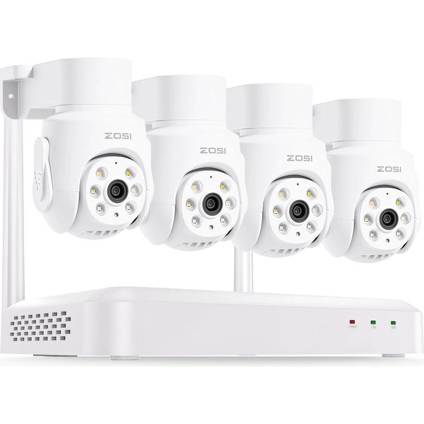 Sistema Di Telecamere Di Sicurezza Zosi Wi-Fi 6 Cctv, Risoluzione 5MP, Funzione Pan/Tilt 355°, Telecamere 5MP 4PCS, 1T-image