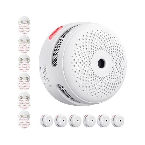 X-Sense Mini Rilevatore Di Fumo Con Supporto Magnetico, Rilevatore Con Batteria Da 10 Anni, Rilevatore Di Incendio, Test Fotoelettrico/Interruttore Di Silenziamento, XS01, Confezione 6-image