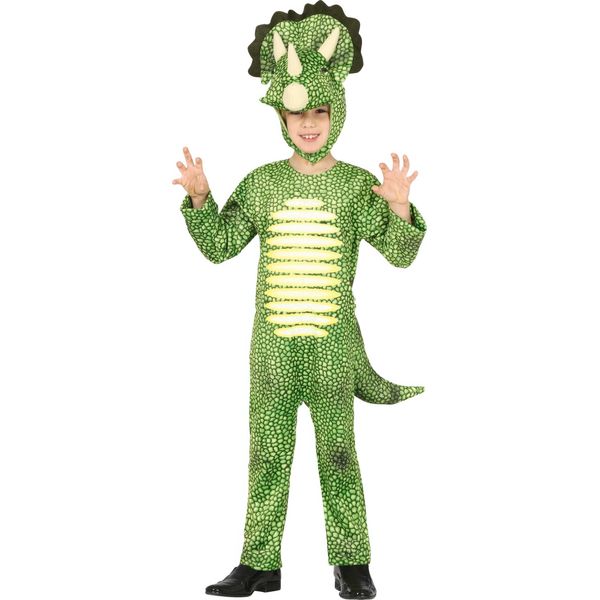 Dinosauro Avventura Carnevale Animale Costume Bambini Tuta Cappuccio, Taglia: 110/116 Colore: Verde-image