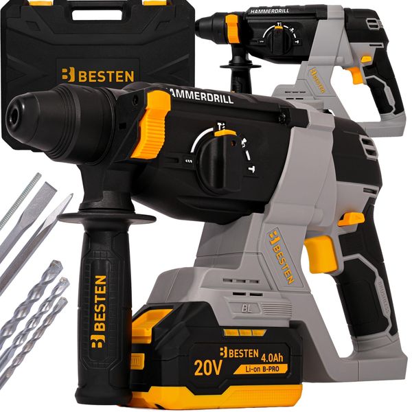 Trapano A Percussione A Batteria Sds+ 20V, 2J, Senza Spazzole, Batteria 2×4,0Ah, In Valigetta Migliori-image