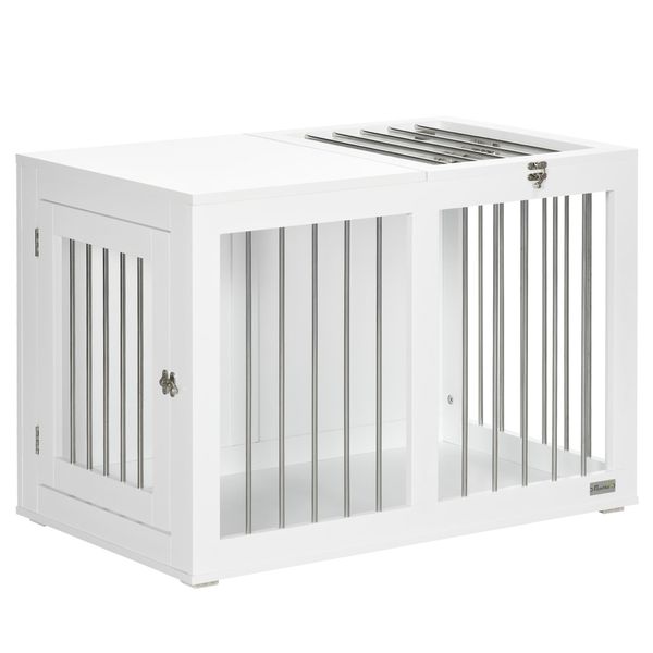 Fortuna Lai Gabbia Per Cani Gabbia Per Animali Domestici Di Taglia Media 80 X 50 X 56,5 Cm Con Porte E Funzione Di Trasporto In Bianco-image