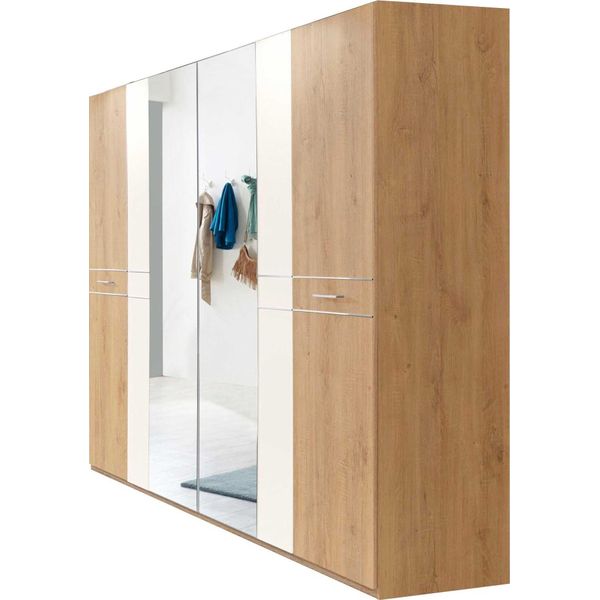 Armadio Anta Battente Pamela 225X58X210Cm Asse Rovere Bianco 4 Ante-image