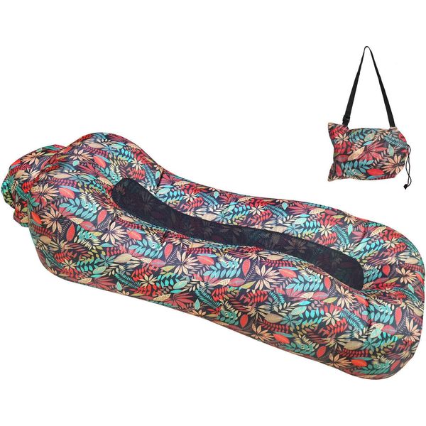 Topchances Amaca Gonfiabile Del Divano Dell'aria Della Sedia A Sdraio, Letto D'aria Impermeabile Del Materasso Del Campeggio Del Divano Dell'aria Per La Spiaggia, Il Viaggio, Il Cortile, Il Lago, I Picnic E L'interno, Rosso-image