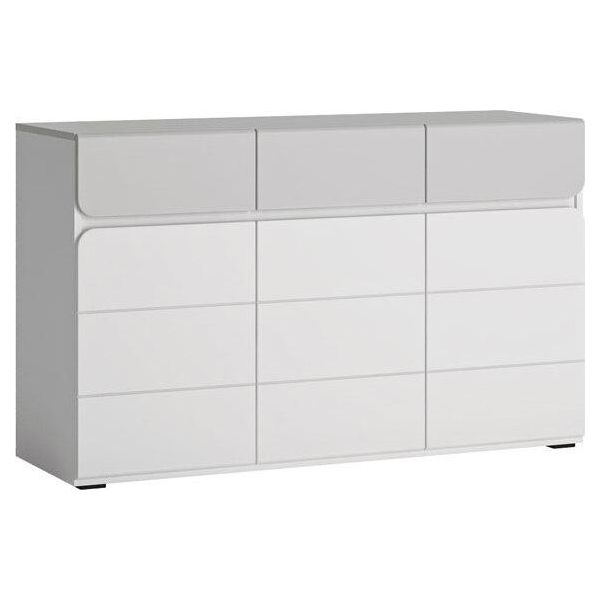 Cassettiera Albi 126X41X77Cm Bianco Grigio Lucido A 3 Ante-image